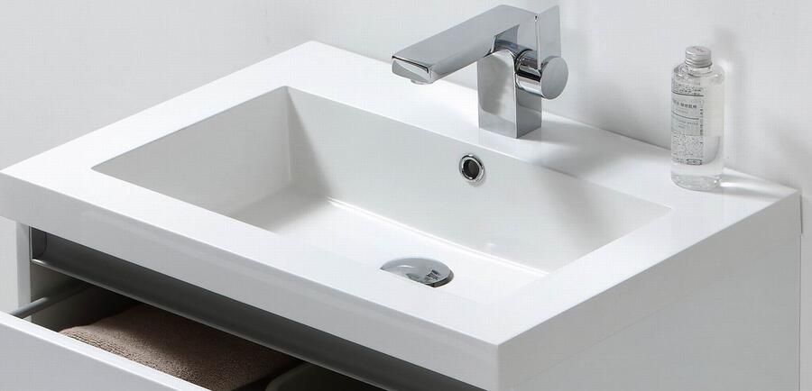 Sanilux Wastafel Trendline 60x47x5 cm Mineraalmarmer 1 Kraangat Wit