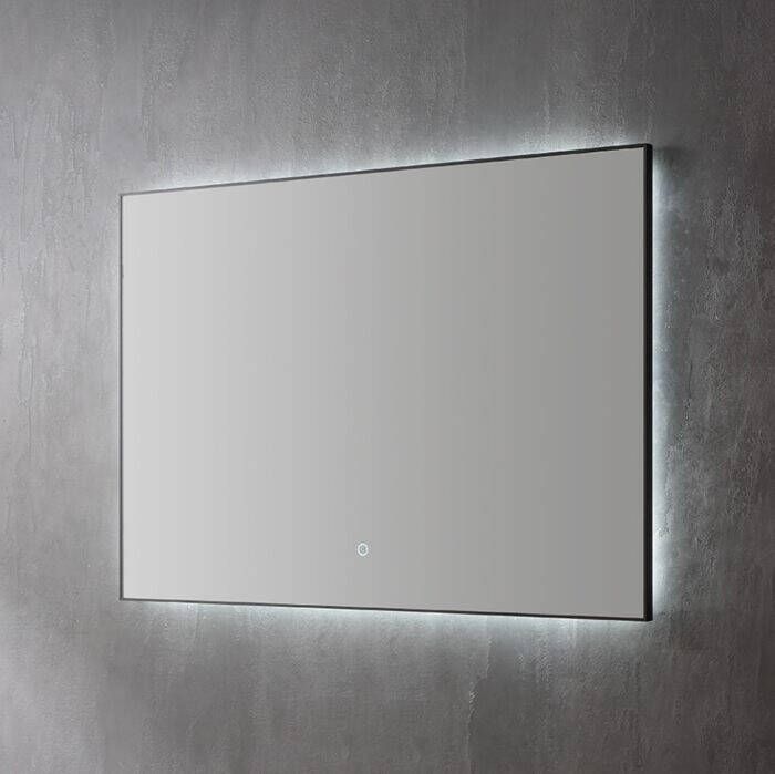 Sanilux Spiegel Decor Met Indirecte LED Verlichting 120x70 cm Mat Zwart Incl. Spiegelverwarming