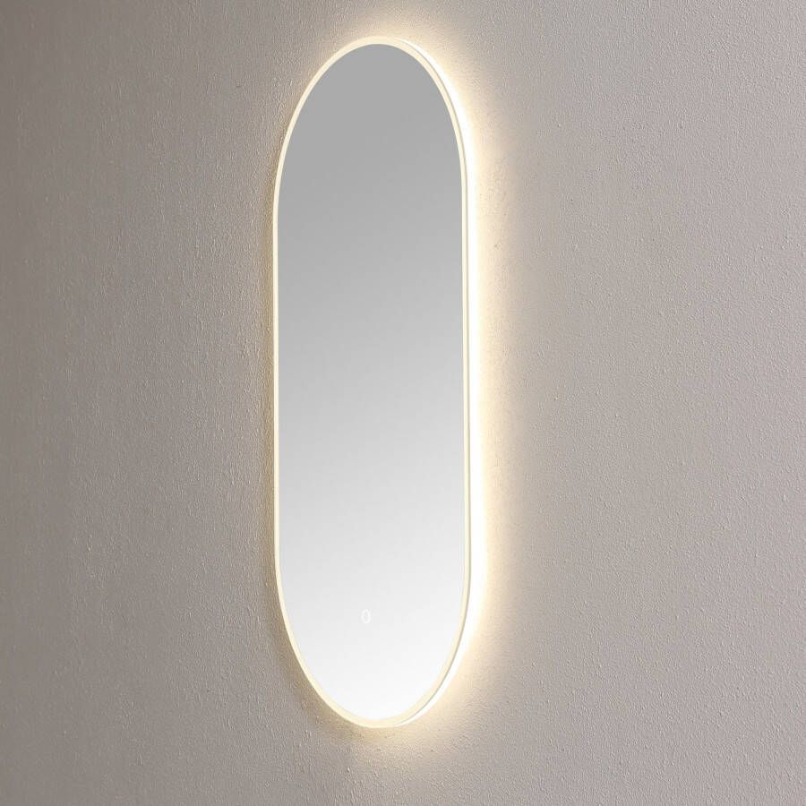 Sanilux Spiegel Ovaal Met Direct LED 3 Kleuren Instelbaar & Spiegelverwarming 90x45 cm Helder