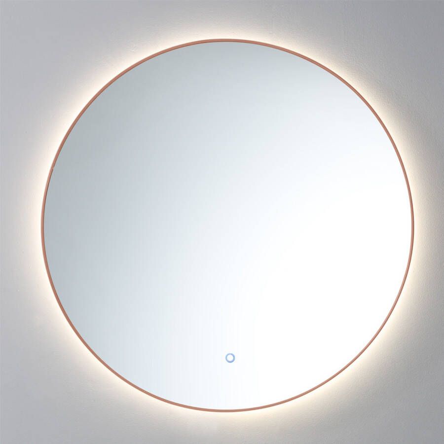 Sanilux Spiegel Rond Met LED Verlichting 3 Kleuren Instelbaar & Dimbaar 80 cm Met Spiegelverwarming Gunmetal