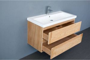 Sanilux Wastafel Wood Keramiek 100x47x5 cm 1 Kraangat Wit
