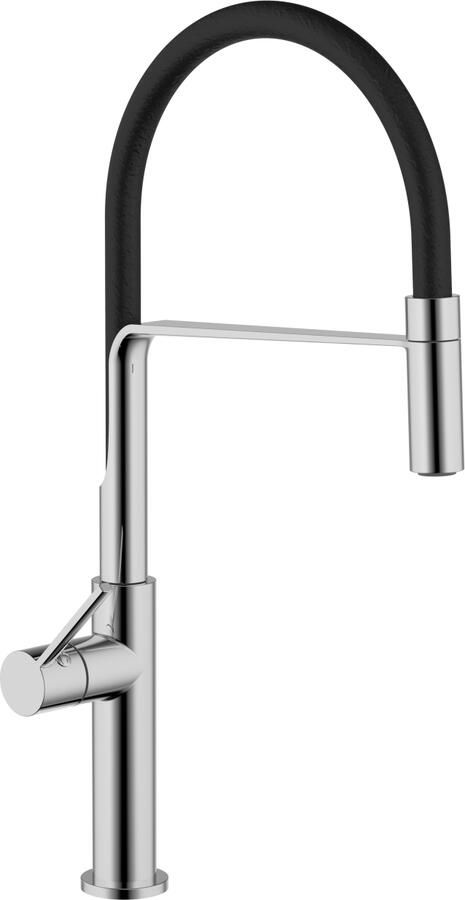 Sanimar Sorrento Keukenmengkraan Semi-Pro Flex Uittrekbare Slang Chroom En Zwart 73.1062