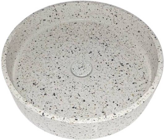 Sanimex Opbouw Wastafel Crystal Beton Rond Terrazzo Wit