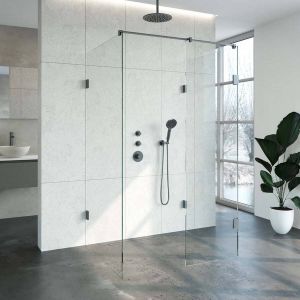 Sanitop Inloopdouche Compleet XL Just Creating Profielloos 100x120 cm Gunmetal