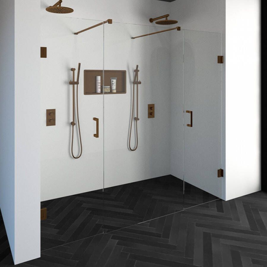 Brauer 4JC17 3-delige nisopstelling inloopwand met nisdeuren aaneengeschakeld 260cm (60 140 60) gunmetal geborsteld