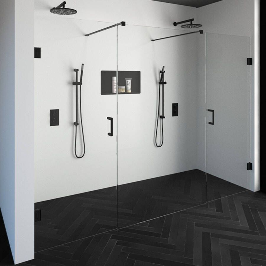 Brauer 4JC17 3-delige nisopstelling inloopwand met nisdeuren aaneengeschakeld 280cm (80 120 80) gunmetal geborsteld