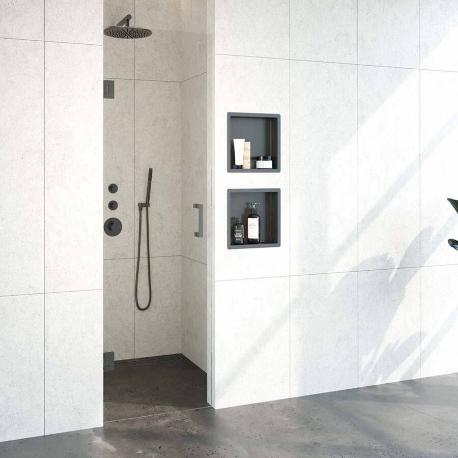 Brauer Void nisdeur helder glas 100x200 omkeerbaar incl. glascoating PVD RVS-kleurig geborsteld GS-VON1H100200NG