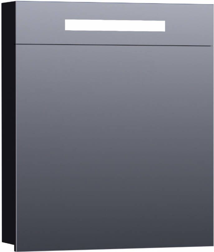 Saniclass 2.0 Spiegelkast 60x70x15cm verlichting geintegreerd 1 rechtsdraaiende spiegeldeur MDF mat zwart 7321