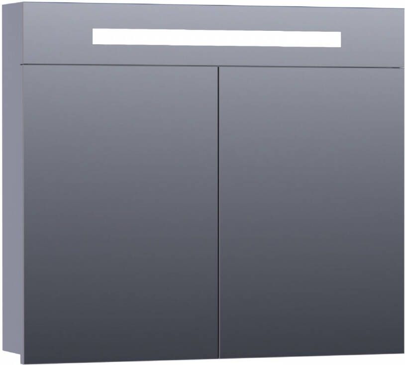 Saniclass 2.0 Spiegelkast 80x70x15cm verlichting geintegreerd 2 links- en rechtsdraaiende spiegeldeuren MDF mat grijs 7305