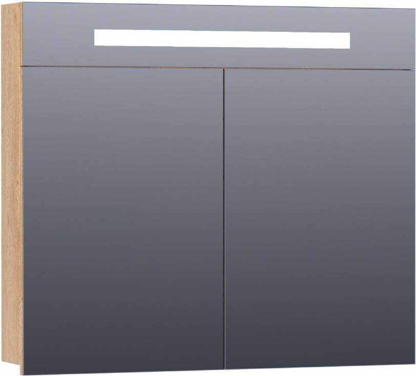 Saniclass 2.0 Spiegelkast 80x70x15cm verlichting geintegreerd 2 links- en rechtsdraaiende spiegeldeuren MFC nomad 7332
