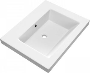 Saniclass Foggia Meubelwastafel 60x46x5cm overloop 1 wasbak zonder kraangaten mineraalmarmer mat wit WT-FOM600