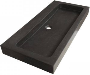 Saniclass Black spirit meubelwastafel 100x46x10cm zonder overloop 1 wasbak 1 kraangat Natuursteen Basalt 2386