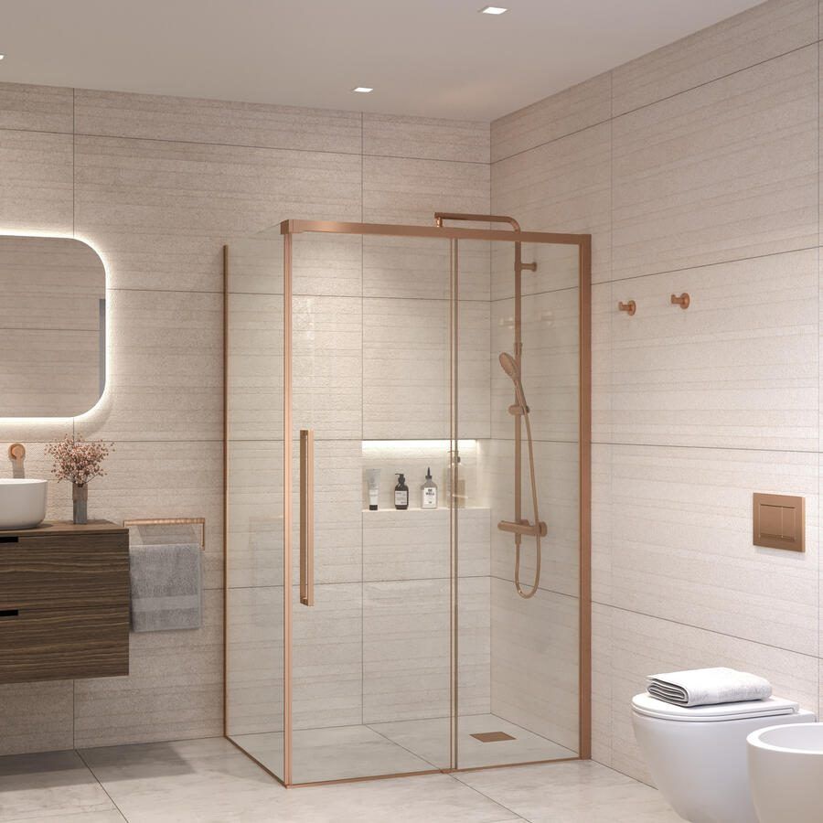 Sanivo Douchecabine Nova Soft Close Brons Helder Glas (Alle Maten)