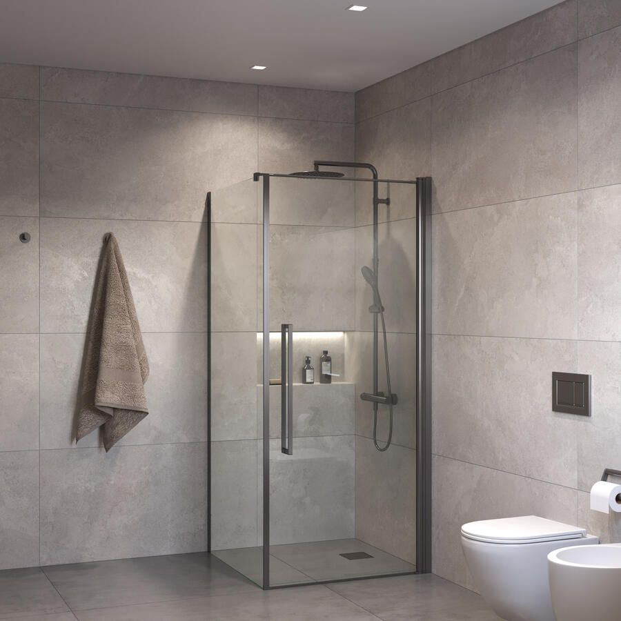 Sanivo Douchecabine Suno Helder Glas Met Gunmetal Profiel (Alle Maten)