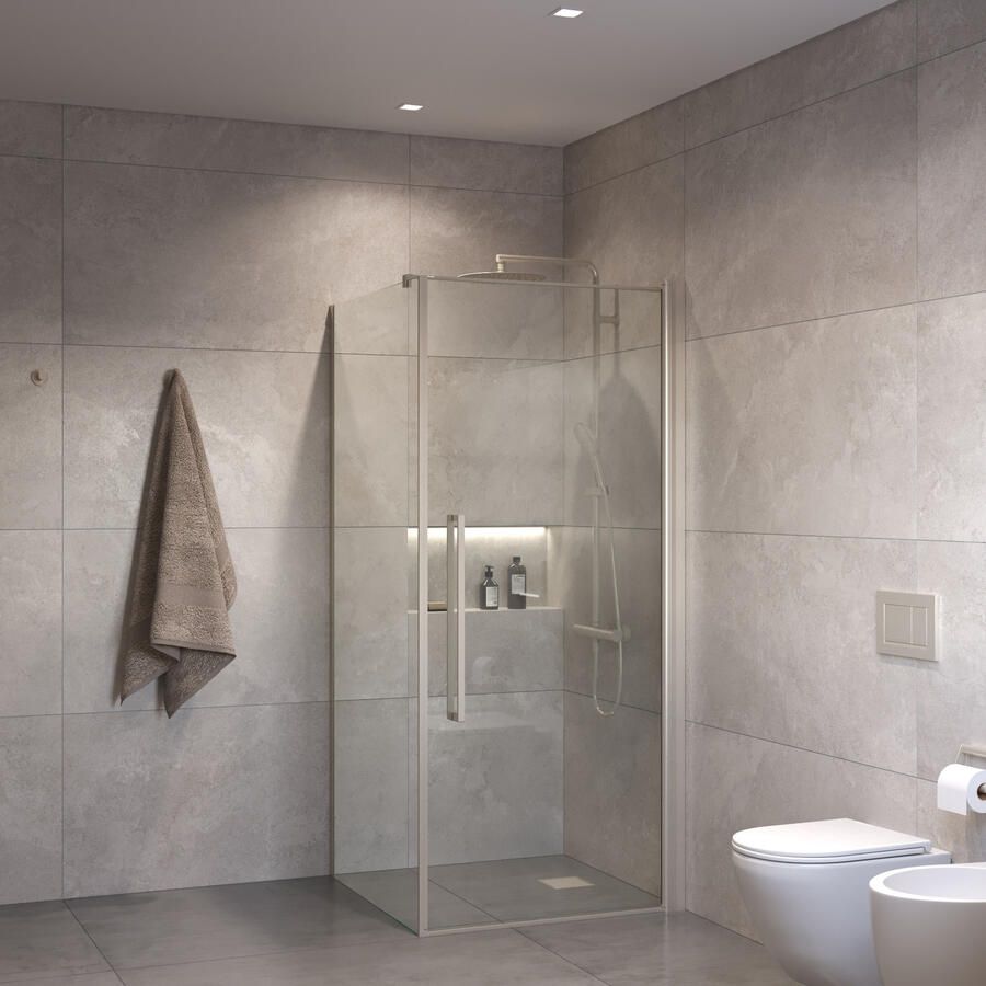 Sanivo Douchecabine Suno Helder Glas Met RVS Look Profiel (Alle Maten)