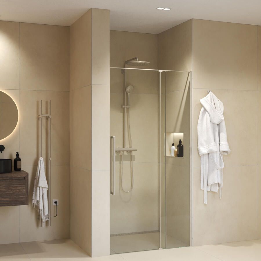 Sanivo Nisdeur Sena Met Vast Paneel Helder Glas 130x200 cm Met Montageset RVS Look