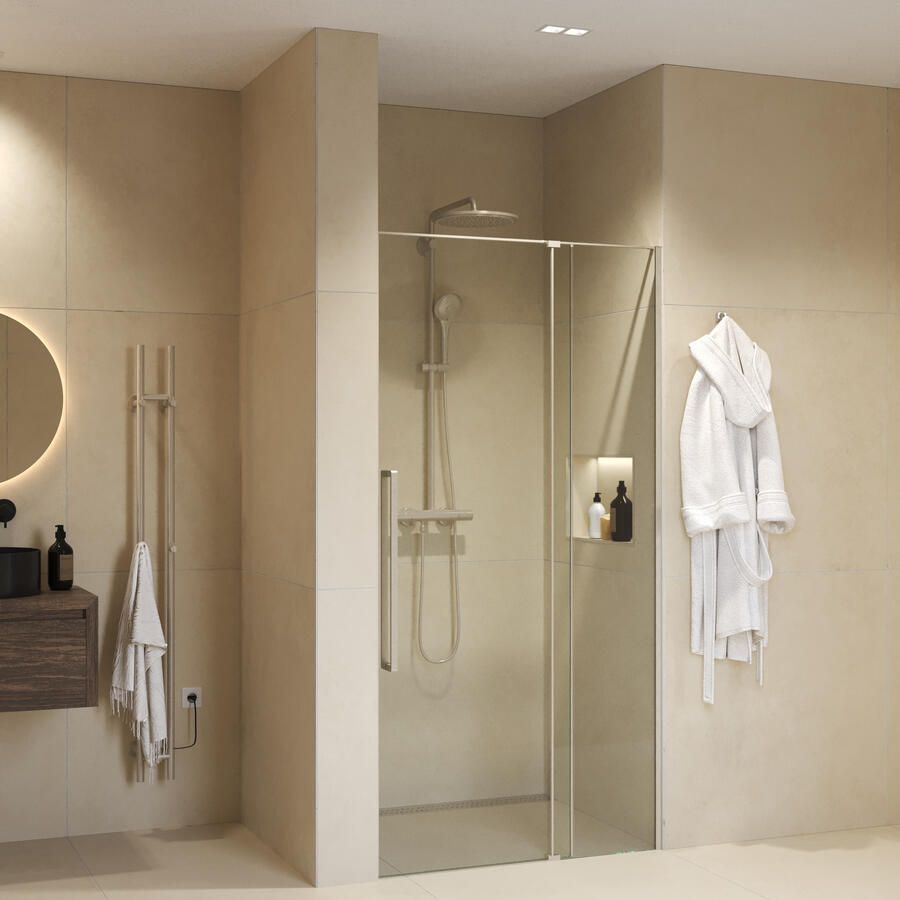 Sanivo Nisdeur Sena Met Vast Paneel Helder Glas 80x200 cm Met Montageset RVS Look