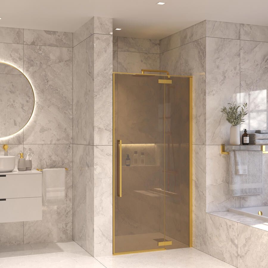 Sanivo Nisdeur Set Vigo Champagne Glas 90x200 Geborsteld Messing Goud