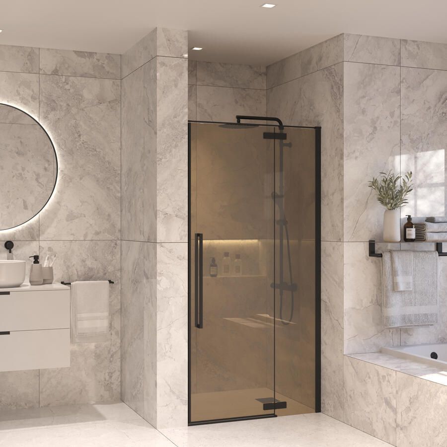 Sanivo Nisdeur Set Vigo Champagne Glas 90x200 Mat Zwart