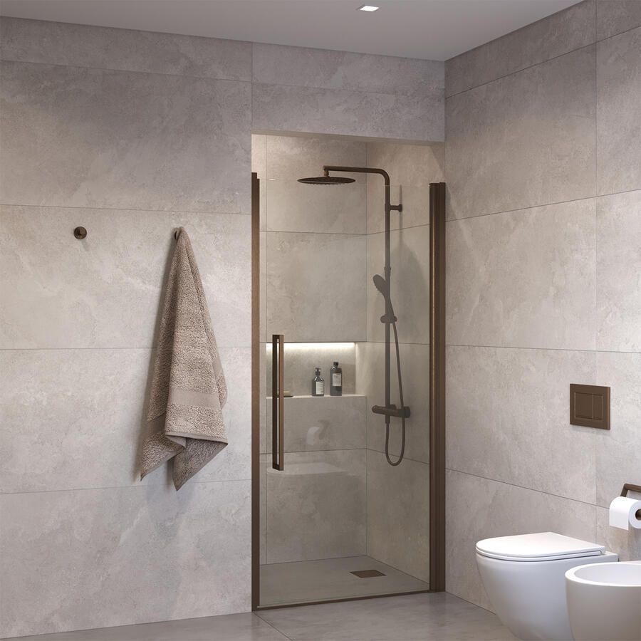 Sanivo Suno Nisdeur Draaideur 70 cm Tuscany Bronze Helder Glas 8 mm Nano