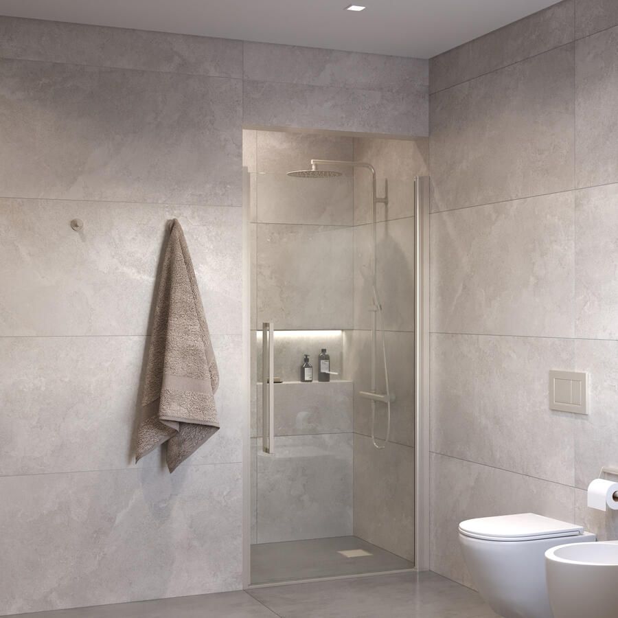 Sanivo Suno Nisdeur draaideur 70 cm RVS Look Helder Glas 8 mm Nano