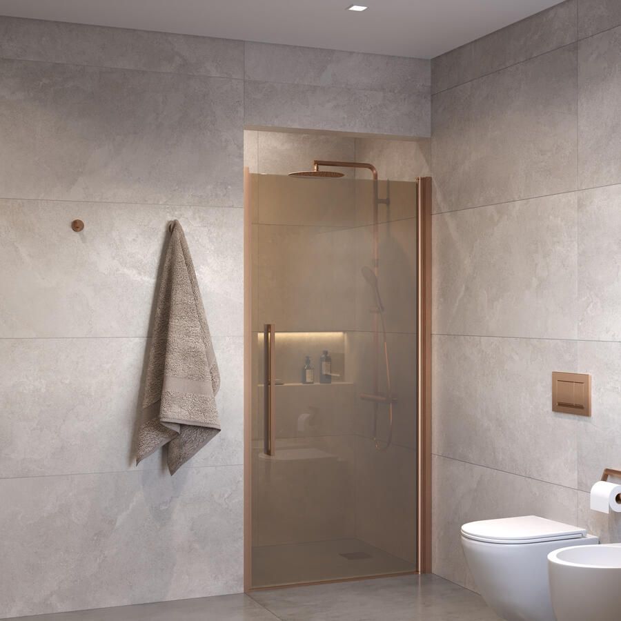 Sanivo Suno Nisdeur draaideur 80 cm Geborsteld Brons Champagne Glas 8 mm Nano