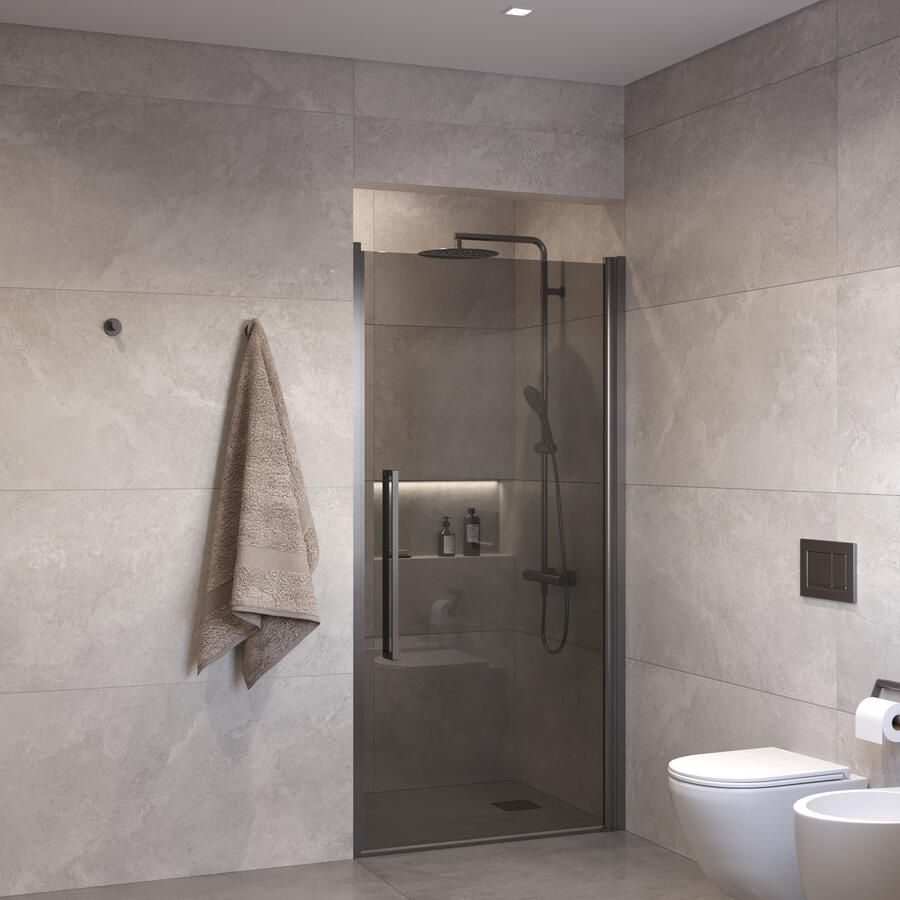 Sanivo Suno Nisdeur Draaideur 60 cm Gunmetal Rookglas Glas 8 mm Nano