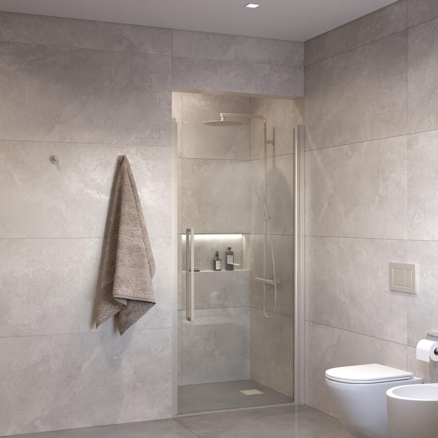 Sanivo Suno Nisdeur draaideur 80 cm RVS Look Helder Glas 8 mm Nano