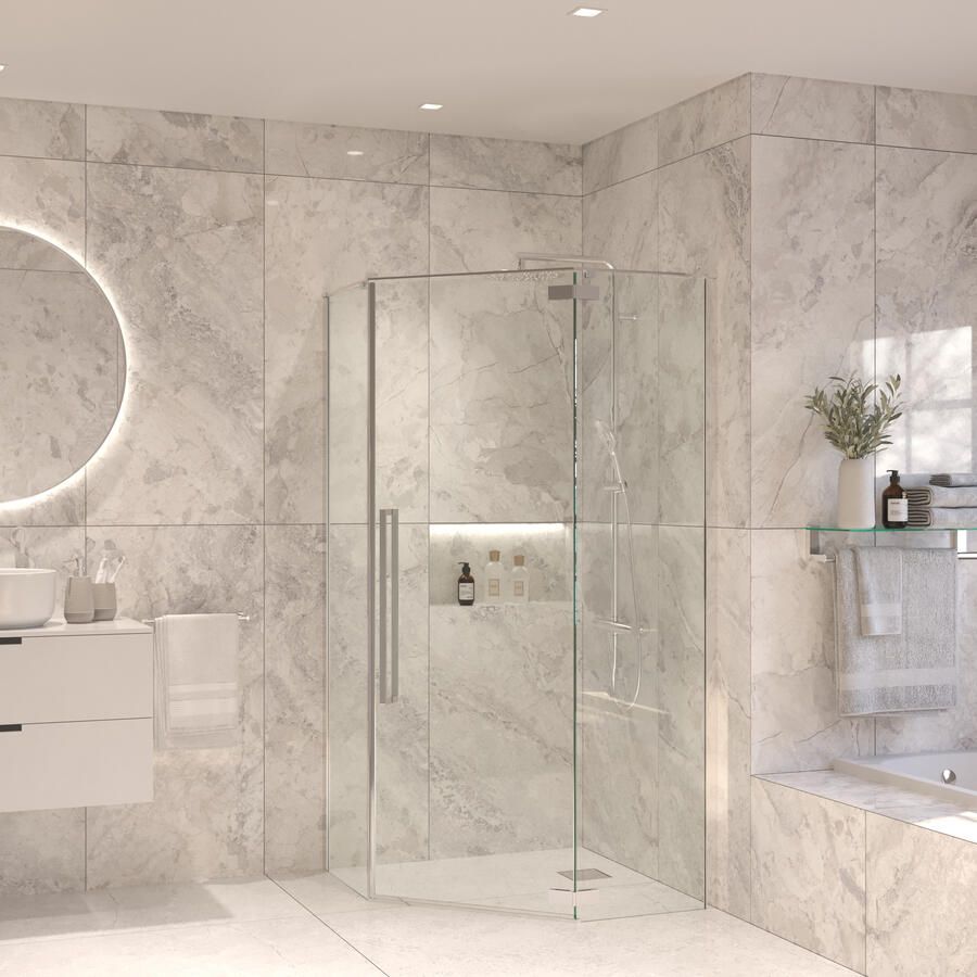 Sanivo Vijfhoekige Douchecabine Vigo 100x100x200 cm Chroom