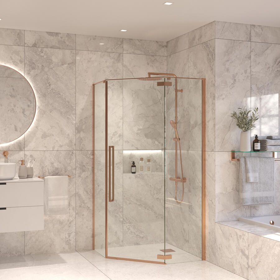 Sanivo Vijfhoekige Douchecabine Vigo 100x100x200 cm Geborsteld Brons