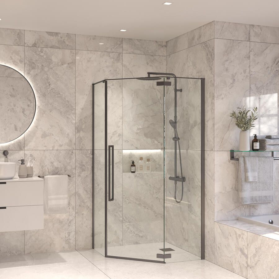 Sanivo Vijfhoekige Douchecabine Vigo 100x100x200 cm Gunmetal