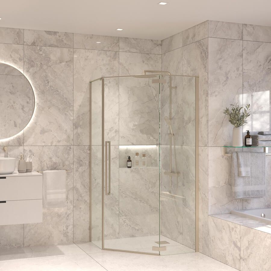 Sanivo Vijfhoekige Douchecabine Vigo 100x100x200 cm RVS Look