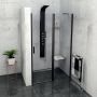 Sapho Douchedeur Zoom Line Black Draaideur 140x200 cm 6 mm Gecoat Glas Mat Zwart - Thumbnail 1