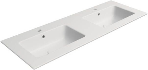Sapho Dubbele Wastafel Keramiek Pura 122x46 cm Mat Wit