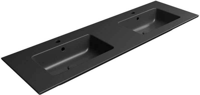 Sapho Dubbele Wastafel Keramiek Pura 142x46 cm Mat Zwart