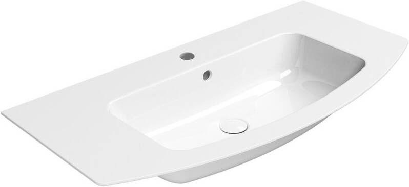 Sapho Gebogen Keramiek Wastafel Geslepen Onderkant Pura 102x52 cm Wit ExtraGlaze