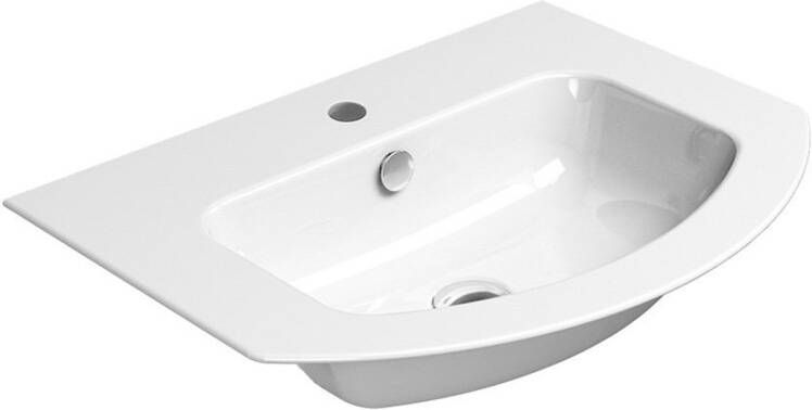 Sapho Gebogen Keramiek Wastafel Geslepen Onderkant Pura 62x48 cm Wit ExtraGlaze