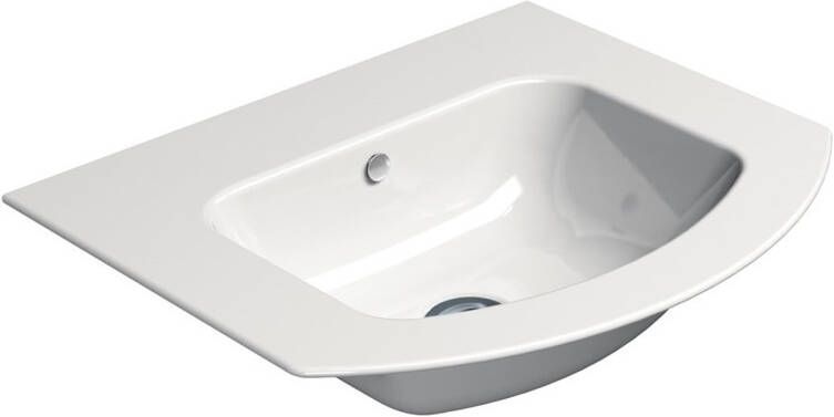 Sapho Gebogen Keramiek Wastafel Zonder Kraan Gat Pura 52x44 cm Wit ExtraGlaze
