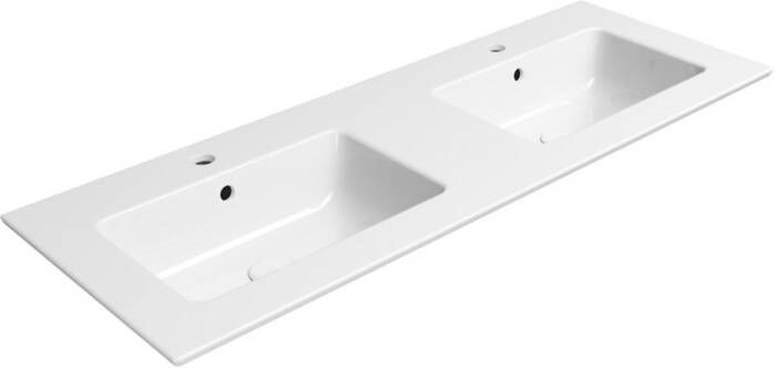 Sapho Keramiek Dubbele Wastafel Pura 122x46 cm Wit ExtraGlaze