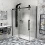 Sapho Nisdeur Volcano Schuifdeur 120x200 cm 8 mm Gecoat Glas Mat Zwart - Thumbnail 1