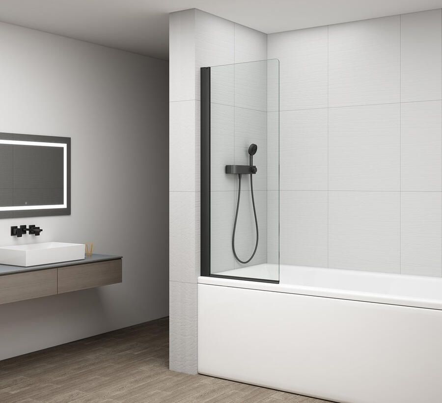 Sapho Badwand Draaibaar Rota 75 cm Zwart