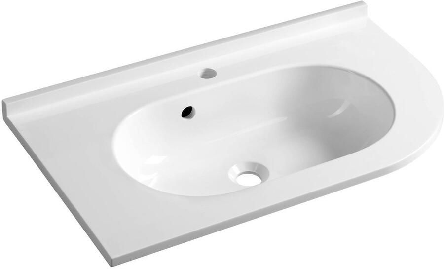 Sapho Pulse mineraalmarmer hoekwastafel 75x45cm links wit