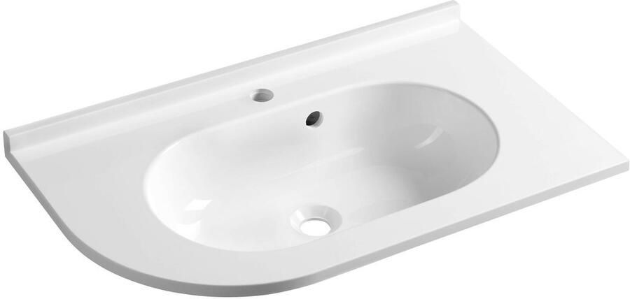 Sapho Pulse Gegoten marmeren wastafel 75x4 4x45cm rechts wit