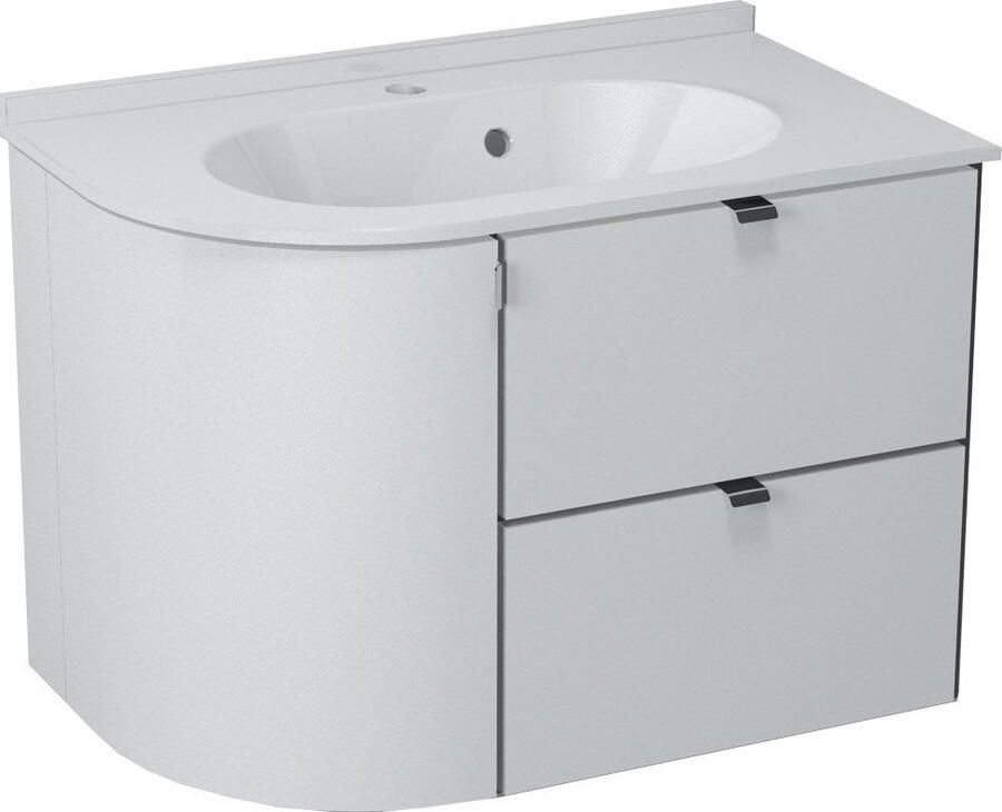 Sapho Gebogen Wastafelmeubel Pulse Rechts 75x52x45 cm Wit