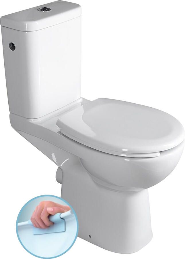Sapho Toilet Handicap Combi-toilet Randloos P-uitgang 37.5x67.5x86.5cm Wit