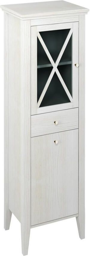Sapho Hoge Badkamerkast met Wasmand Cross 49x170x39 cm Wit Hout Links