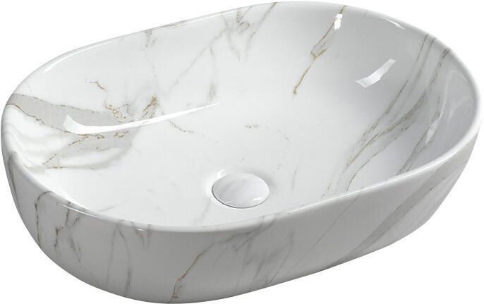 Sapho Dalma keramische waskom 59x42 carrara marmer