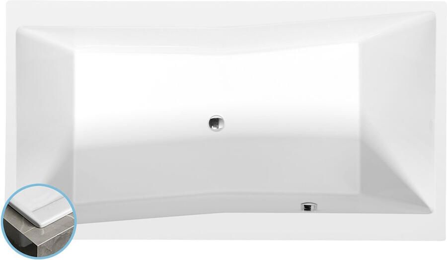 Sapho Rechthoekig Ligbad Dun Quest 180x100x49 cm Wit