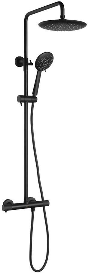 Sapho Solaris opbouw regendouche met thermostaat en handdouche mat zwart