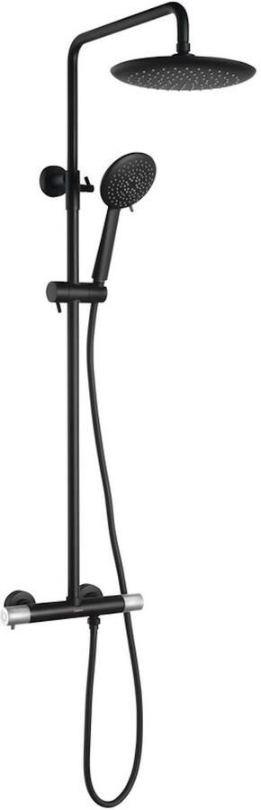 Sapho Regendouche met Thermostatische Mengkraan Solaris Mat Zwart Chroom